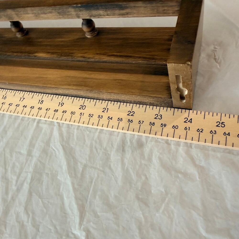 Vintage Solid Wood Wall Shelf Spindles Display Spice Plate Rack - Picture 10 of 12